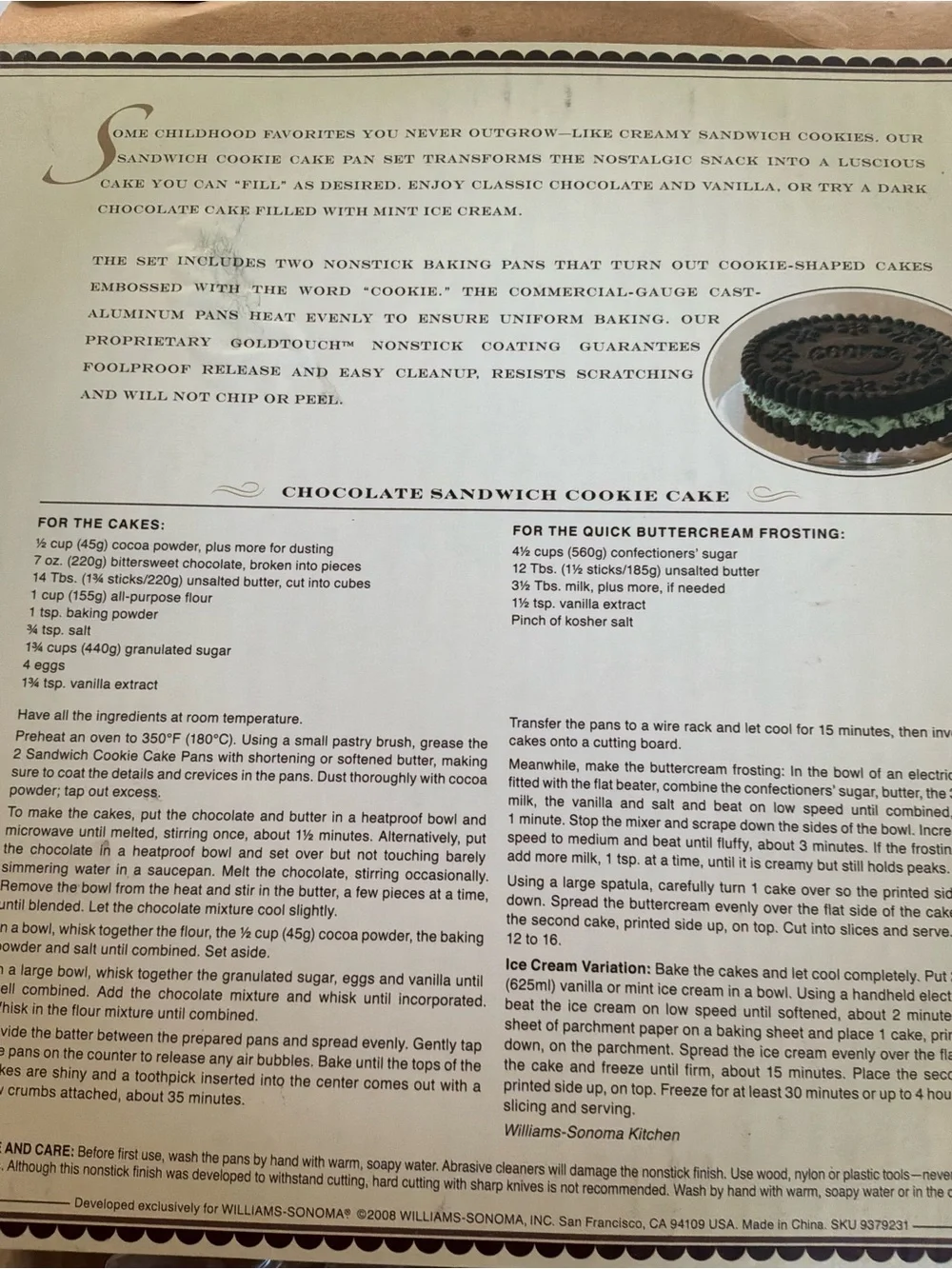 Williams Sonoma Sandwich Cookie Cake Pan Set - Brown and White